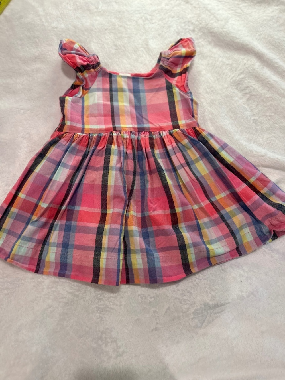 Gap Dress Flutter Sleeve Pink Plaid size 12-18 months